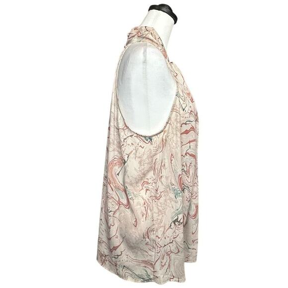 Torrid High Neck Tank Blouse Marble Pattern Cream Teal Rust Color Size 1 (14/16) - Picture 6 of 8